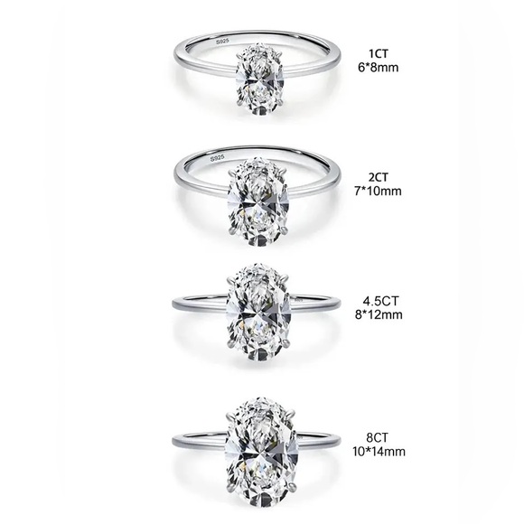 3Ct OVAL VVS Cut 4 Prong Setting Solitaire 925 Ring - Picture 15 of 16